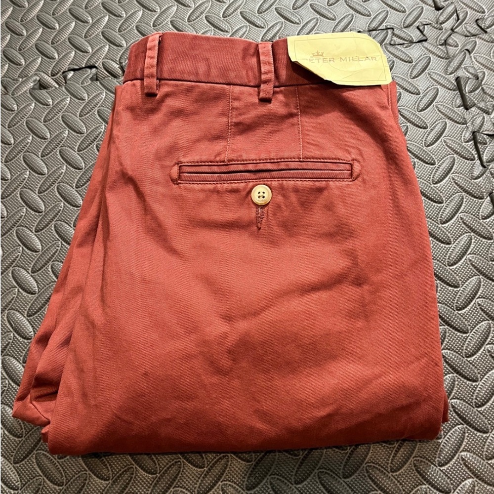 Peter Millar Chino Pants Mens 34 Foliage Red Pima Cotton MF15B84 New